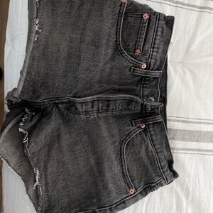 Black Denim Shorts with Copper Accents